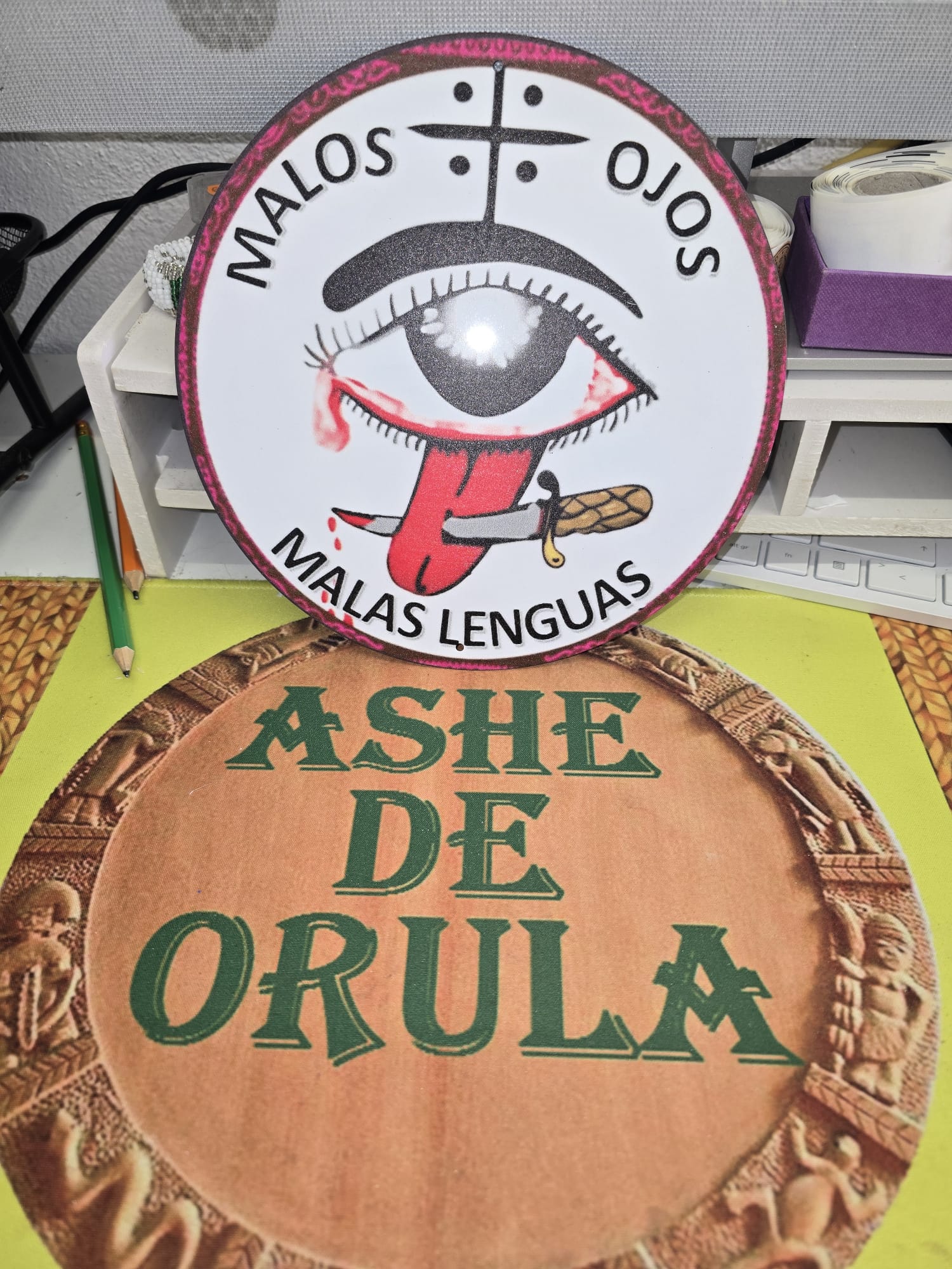 CUADRO METALICO - MALOS OJOS PARA COLGAR 20 CM